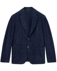 Giorgio Armani - Blazer Regular Fit With Silk And Chenille Macro Chevron - Lyst