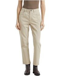 Brunello Cucinelli - Dyed Denim Five-Pocket Straight Trousers With Shiny Bartack - Lyst
