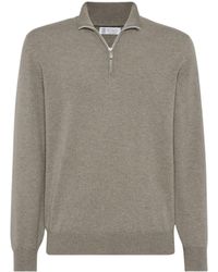 Brunello Cucinelli - Funnel-Neck Knitted Polo Shirt - Lyst