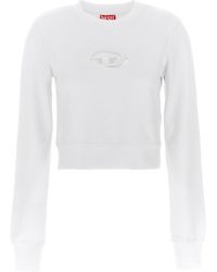 DIESEL - F-Slimmy-Od Cut-Out Logo Cropped Sweatshirt - Lyst