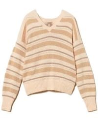 Twinset - Striped V-Neck Sweater - Lyst