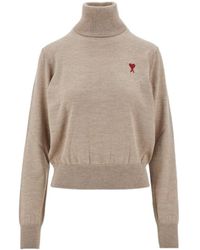 Ami Paris - Ami Ami De Coeur High Neck Knitted Jumper - Lyst