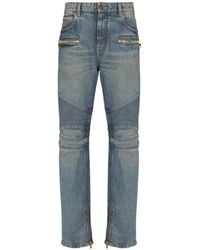 Balmain - Vintage Denim Biker Jeans - Lyst