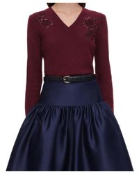 Self-Portrait - Burgundy Flower Wool Jumper - Lyst