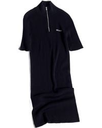 Miu Miu - Ribbed-Knit Logo-Embroidered Mini Dress - Lyst