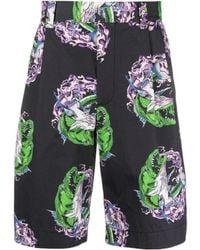 MSGM - Graphic Printed Knee-Length Shorts - Lyst