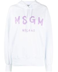 MSGM - Logo-Print Cotton Hoodie - Lyst