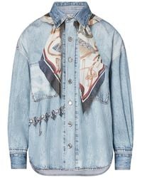 Liu Jo - Printed Panel Denim Shirt - Lyst