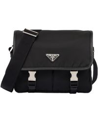 Prada - Logo Plaque Fold-Over Shoulder Bag - Lyst