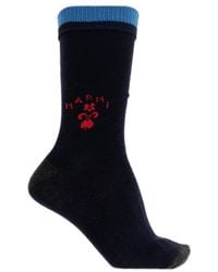 Marni - Deep Wool-Cashmere Socks With Crest Logo - Lyst