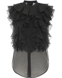 Max Mara - Ruffled Silk Shirt - Lyst