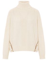 Liu Jo - Buttoned High Neck Knitted Sweater - Lyst