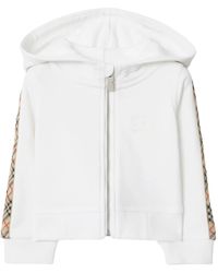Burberry - Check Trim Cotton Zip Hoodie - Lyst