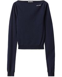 Miu Miu - Fleece Wool Logo Sweater - Lyst