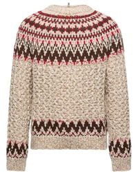 Moncler - Jacquard Wool Blend Sweater With Geometric Pattern - Lyst