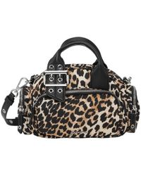 Ganni - Leopard Printed Buckle Detailed Mini Tote Bag - Lyst