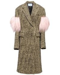 Prada - Fringed Chevron Knitted Coat - Lyst