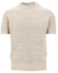 Brunello Cucinelli - Half English Rib Knitted T-Shirt - Lyst