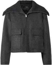 Theory - Ribbed Wool Trim Wool Blend Twill Jacket - Lyst