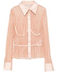 Elisabetta Franchi - Lace-Panelled Satin-Trim Shirt - Lyst