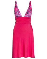 Versace Jeans Couture - Couture Logo-Printed V-Neck Mini Dress - Lyst