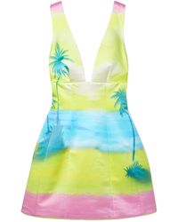 Brandon Maxwell - Printed Silk-Satin Mini Dress - Lyst