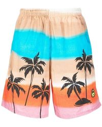 Barrow - Palm-Tree Printed Striped Bermuda Shorts - Lyst