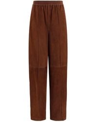 Fabiana Filippi - Elasticated Waistband Wide-Leg Suede Pants - Lyst