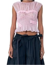 Cecilie Bahnsen - Sheer Ruffle Blouse - Lyst