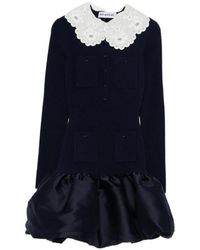 Self-Portrait - Knitted Taffeta Mini Dress - Lyst