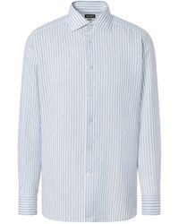 ZEGNA - And Striped Cotton Linen And Silk Shirt - Lyst
