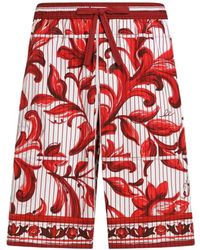 Dolce & Gabbana - Majolica-Print Striped Poplin Vanity Bermudas - Lyst
