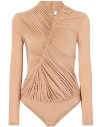 Stella McCartney - Draped Crepe-Jersey Bodysuit - Lyst