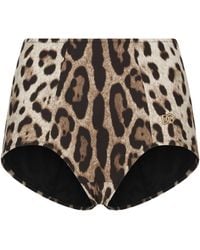 Dolce & Gabbana - Leopard-Print High-Waisted Bikini Bottom - Lyst