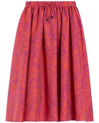 Max Mara - Cotton-Silk Printed Midi Skirt - Lyst