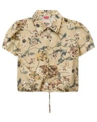 KENZO - Floral Print Drawstring Shirt - Lyst