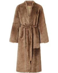 Nour Hammour - Davos Belted Shearling Coat - Lyst