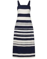 Veronica Beard - Ella Striped Linen-Blend Midi Dress - Lyst