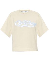 Off-White c/o Virgil Abloh - Logo-Print Cropped T-Shirt - Lyst