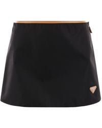Prada - Logo Patch Mini Skirt - Lyst