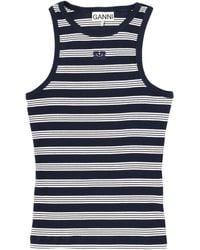 Ganni - Sleeveless Striped Ribbed Tank Top - Lyst