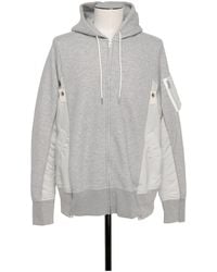 Sacai - Panelled Zip-Up Hoodie - Lyst