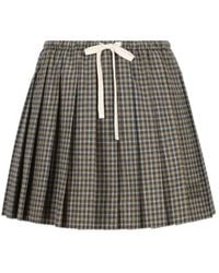 Miu Miu - Check-Pattern Pleated Mini Skirt - Lyst