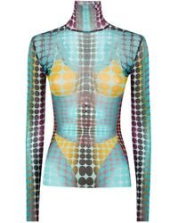 Jean Paul Gaultier - High-Neck Dots-Print Top - Lyst