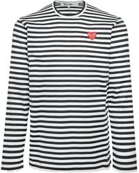 COMME DES GARÇONS PLAY - Heart-Patch Striped Cotton T-Shirt - Lyst