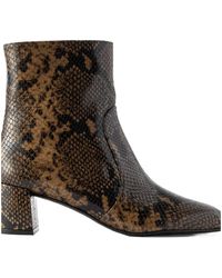 Stuart Weitzman - Snake-Effect Leather Ankle Boots - Lyst