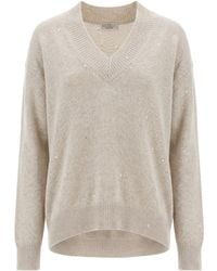 Brunello Cucinelli - Cashmere And Silk Diamond Yarn Sweater - Lyst