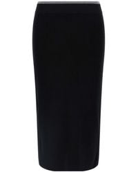Pinko - Nuova Guinea Logo Patch Knitted Midi Skirt - Lyst