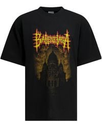 Balenciaga - Crew-neck T-shirt With Logo T-shirts Black - Lyst
