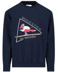 Maison Kitsuné - X And Wander Logo-Embroidered Cotton Sweatshirt - Lyst